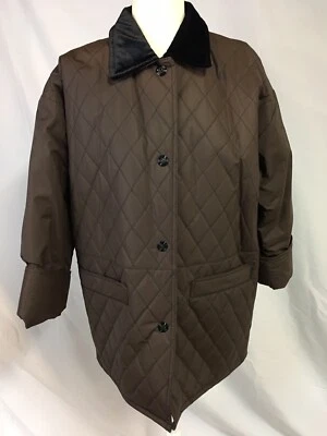 Totes Mujer Marrón Acolchado Abrigo Impermeable Terciopelo Cuello Forrado Talla SP Foto 1 de 4