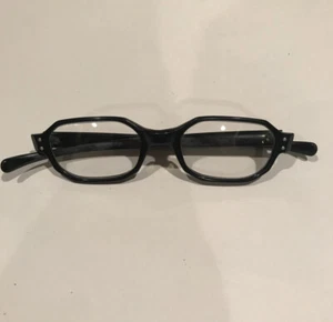 American Optical Vintage Brille achteckig oval schwarz Acetat mit neuen klaren Gläsern - Bild 1 von 11