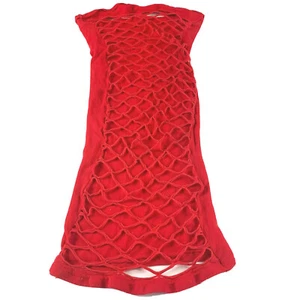 Bright Red Cutout Tank Top Crochet Slashed Open Mesh Cutout Lingerie Dress OS - Picture 1 of 5