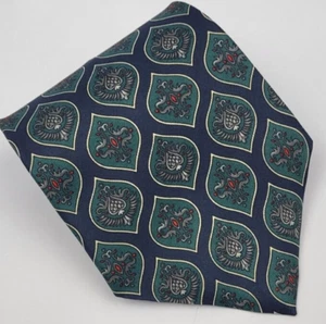 Vtg Oscar de la Renta Silk Tie Blue Green Geometric Men Necktie USA 56 x 4 - Picture 1 of 5