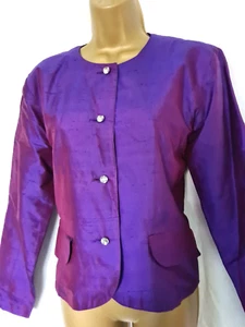 Vintage Anokhi 12 jewel colour iridescent amethyst purple raw silk party jacket - Picture 1 of 6