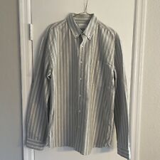 Men's Topman Gray & White Striped Button Down Casual Shirt Size Small NEW