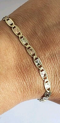 Womans diamond cut 10k yellow white rose gold Bracelet 7.5 inches 4mm - Image 1 of 4