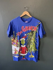 The Grinch All Over Print Men's Size S Dr. Seuss Christmas T-shirt Blue NWT Xmas - Picture 1 of 3