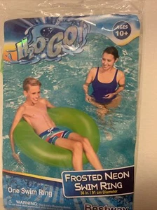H2OGo Bestway Swim Ring Water Summer Tube Age 10+ Frosted Neon Green - Picture 1 of 3