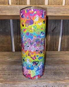 Peace Love 90's - Lisa Frank Rainbow - 20oz oz 20 oz. 20oz. Sublimation Tumbler - Picture 1 of 4