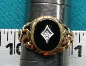 Ring 10kt Gelbgold mit schwarzem Oxynstein Größe 10 #3027 - Bild 1 von 7