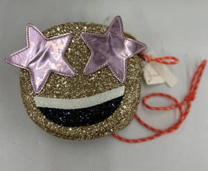 J.Crew Crewcuts Girls Smiley Face Star Emoji Glitter Purse 6" BNWT - Picture 1 of 2