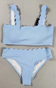 Crisscross Ruched High Waisted Bottom Bikini Set Two Piece Womens Size Small - Picture 1 of 11