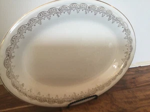 Edwin M. Knowles China Company Oval Platter Semi Vitreous Gold Trim 42-3 U.S.A. - Picture 1 of 7