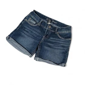 Y2K Dark wash denim jean shorts size 3/4 Pocket Ariya jeans brand — 28" waist - Picture 1 of 6