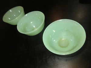 3 tazze da tè giadeite giadite 3 3/8" x 1 3/4" senza manici - Foto 1 di 4
