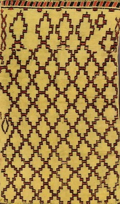 Moroccan Trellis Gold Oriental Area Rug Modern Wool Hand-knotted 4x7 ft Carpet - Image 1 of 4