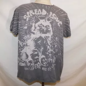 Magnolia Pearl Spread Love Gray Cotton T-shirt Top Boho Hippie Cat Distressed - Picture 1 of 10