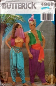 Butterick 4969 Costume Sewing Pattern Geni Aladdin Harem Drop Crotch Unisex OOP - Picture 1 of 2