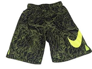 Nike Boy's YMD Black/Neon Yellow Squiggle Dri-Fit Training Shorts Size XL - Picture 1 of 9
