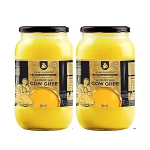 Shree Aanantam A2 Gir Cow Desi Ghee Made with Vedic Bilona Method 500ml x 2 Pack - Picture 1 of 8