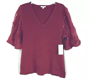 Maglione Camicia Taglia 2X Lucido Pizzo Maniche Blusa Donna Rosa NUOVO Z1 - Foto 1 di 8
