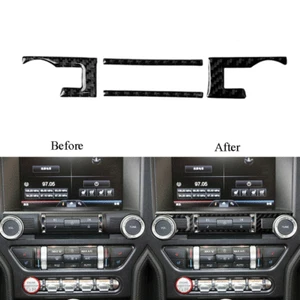 Carbon Fiber Center CD Control Decorative Trim Cover For Ford Mustang 2015-2019 - Picture 1 of 12