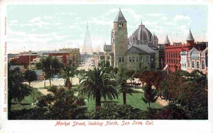POSTAL VINTAGE SAN JOSE CA CALIFORNIA MARKET STREET LOOK NORTH 102822 R - Imagen 1 de 2