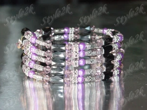 Magnet Halskette Armband lila violett Lavendel 36" Fußkettchen Halsband Geschenk - Bild 1 von 4