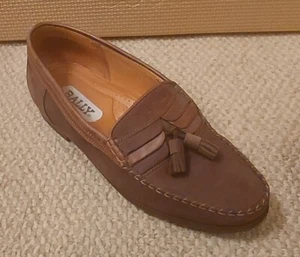 BALLY FARGO MEN'S TAN NUBUCK LEATHER SLIP-ON LOAFERS SIZE 8 M MADE IN ITALY - Picture 1 of 12
