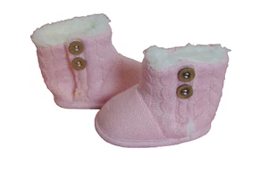 JOHN LEWIS Pink Baby Girl Fleece Lined Booties 3-6 months - Picture 1 of 9