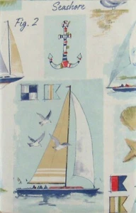Sailing at the Seashore Patchwork Vinyl Flannel Back Tablecloth-Various Sizes - Picture 1 of 4