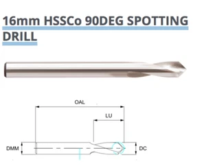 16mm NC SPOT SPOTTING DRILL 90 DEGREE COBALT EUROPA TOOL OSBORN 8214021600 B8 - Picture 1 of 8