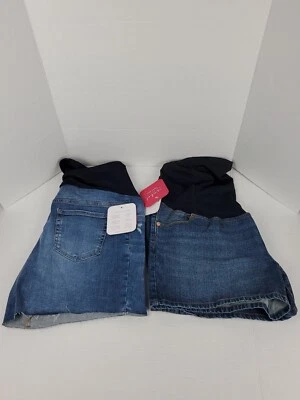 Lot Of 2 Ingrid & Isabel Maternity Denim Midi Shorts Over The Belly Sz 14 - Image 1 of 4