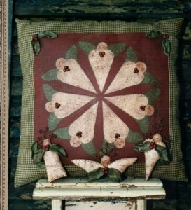 Holly Berry Girls Pillow & Ornaments Sewing Pattern Primitive Folk Art Christmas - Picture 1 of 2