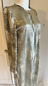 TUNIKA Anne Klein Metallic Gold/Schwarz Lang/Überwurf Drapiert/Cardigan S Neu ohne Etikett - Bild 1 von 7