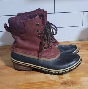 Stivali da neve Sorel Slimpack II Duck Rain Cranberry donna taglia 7,5 impermeabili - Foto 1 di 8