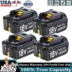 4x For Makita 18V 8.0AH Lithium-Ion Battery BL1860B BL1850 BL1840 BL1830 - Picture 1 of 14