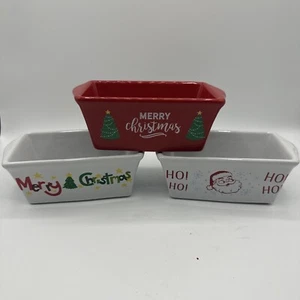 Nantucket Mini Loaf Ceramic Dishes 5”x2” Christmas Holiday Set Of 3 - Picture 1 of 21