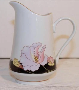 CHINA PEARL FINE ALICE CREAMER PATTERN 8860 BLACK RING PASTEL FLORAL GOLD - Picture 1 of 1