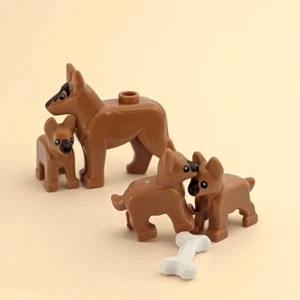 LEGO Dog Family Set - Mamma Alsaziana e 3 Cuccioli - Minifigure Lego Dog Nuove - Foto 1 di 5