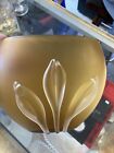 Kamei Glass Frosted  Amber Floral  Petal Vase Made In Japan 8.5" W X 6" T