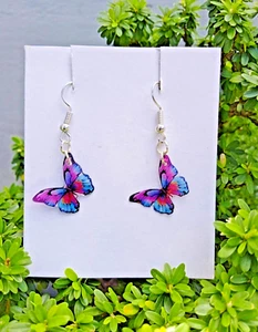 butterfly earrings | resin boho jewelry |handmade | unique drop dangal earrings - Picture 1 of 3