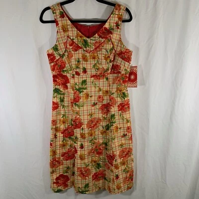 Nuevo Vestido Solero Sangría Para Mujer 10 Amarillo Floral Cuello en V Sin Mangas Cremallera Trasera Foto 1 de 4