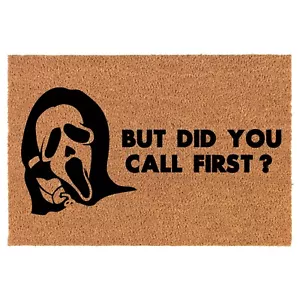 Coir Door Mat Entry Welcome Doormat Scary Ghost But Did You Call First - Picture 1 of 2