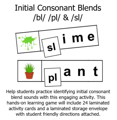 Centro de Alfabetización Hecho por Profesores Recursos de Aprendizaje Juego Mezclas Iniciales bl, pl & sl Foto 1 de 4