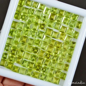 VVS 95Pcs Natural Peridot Square Cut 5mm Untreated Loose Gemstones For Jewelry - Picture 1 of 6