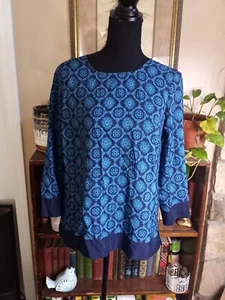 Ann Taylor Loft Women’s XS 3/4 Sleeve Blouse Blue Multicolor - Picture 1 of 11