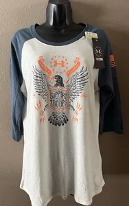 Under Armour Heat Gear Fitted Women's XL Eagle Graphic 3/4 Sleeve T-shirt Top - Picture 1 of 11