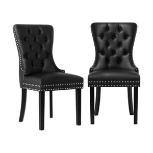 NNEED Velert Dining Chair with French Tufted X2 Black - Picture 1 of 7