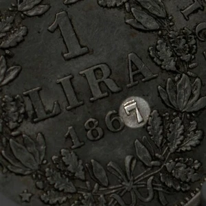 STATO PONTIFICIO PAPAL STATES Lira 1867 R NGC AU Details - VARIETY Repunched 7  - Picture 1 of 7