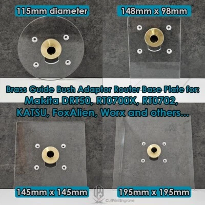 CUTPRINTENGRAVE Makita DRT50 RT0700X KATSU Router Trend Brass Guide Bush Adaptor Base Plate