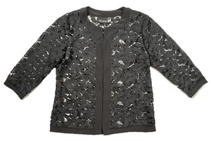 ANTTHONY ORGANIC Womens M Black Floral Lace Topper Jacket Formal - Picture 1 of 10