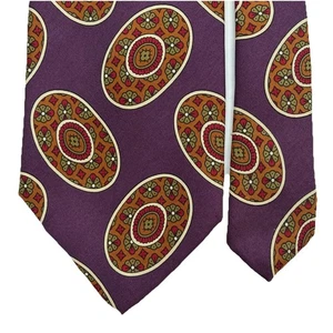 XMI Men’s Necktie Jacquard Silk Tie Multicolor Ovals on Purple 3.75x58.5” EUC - Picture 1 of 10